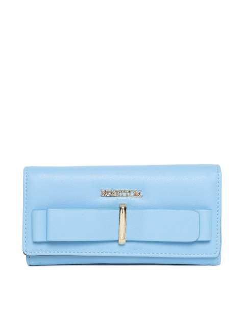 

United Colors of Benetton Women Blue Solid Two Fold Wallet with Bow Detail