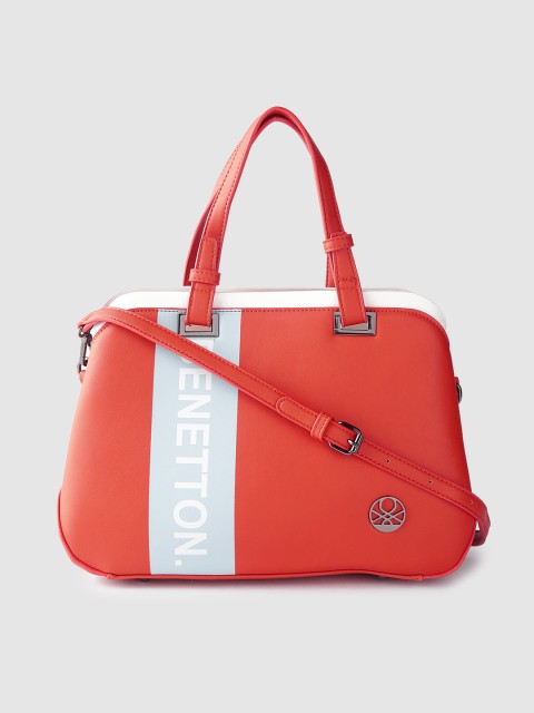 

United Colors of Benetton Red & Blue Printed Handheld Bag