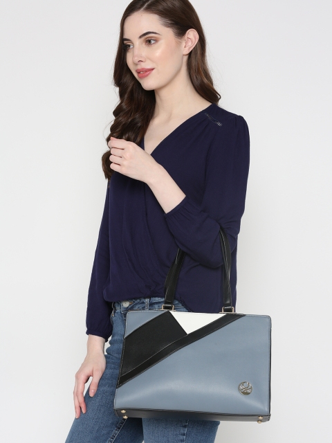 

United Colors of Benetton Blue & Black Colourblocked Shoulder Bag