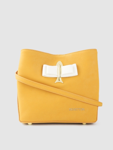 

United Colors of Benetton Yellow Solid Sling Bag
