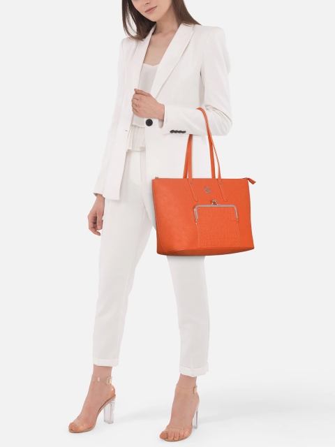 

United Colors of Benetton Orange Croc-Textured Shoulder Bag