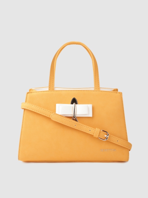 

United Colors of Benetton Mustard Yellow Solid Handheld Bag