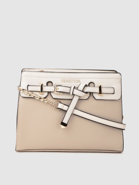 

United Colors of Benetton Beige & Off-White Colourblocked Sling Bag