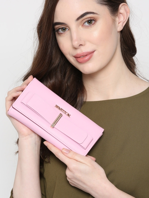 

United Colors of Benetton Women Pink Solid Two Fold Wallet with Bow Detail