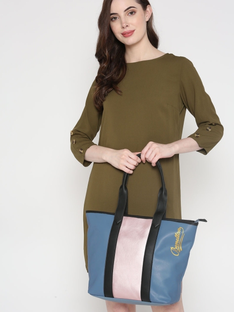 

United Colors of Benetton Blue & Rose Gold Colourblocked Shoulder Bag