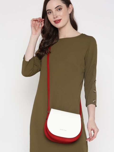 

United Colors of Benetton White & Red Colourblocked Sling Bag
