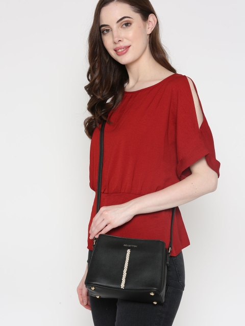 

United Colors of Benetton Black Solid Sling Bag