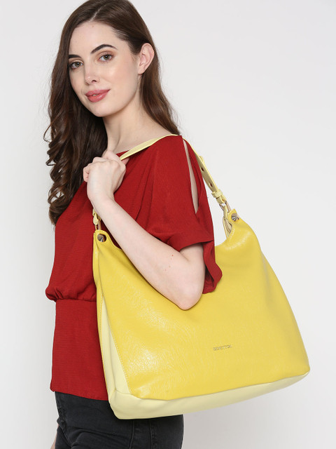 

United Colors of Benetton Yellow Solid Hobo Bag