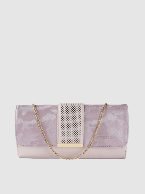 

United Colors of Benetton Mauve Camouflage Pattern Cut Work Clutch