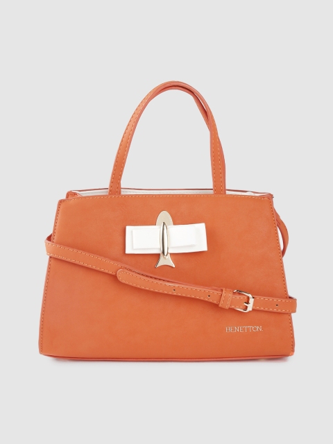 

United Colors of Benetton Rust Orange Solid Handheld Bag