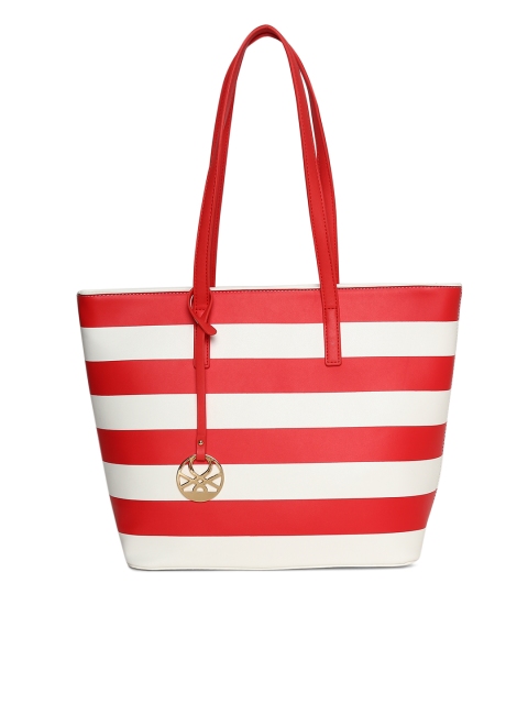 

United Colors of Benetton White & Red Striped Shoulder Bag