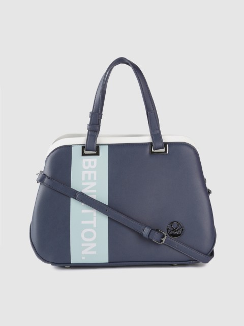 

United Colors of Benetton Navy Blue Printed Handheld Bag