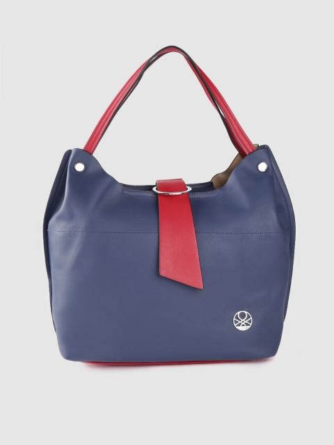 

United Colors of Benetton Navy Blue Solid Hobo Bag