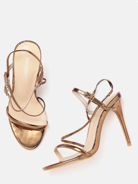 

DressBerry Women Bronze-Toned Solid Heels