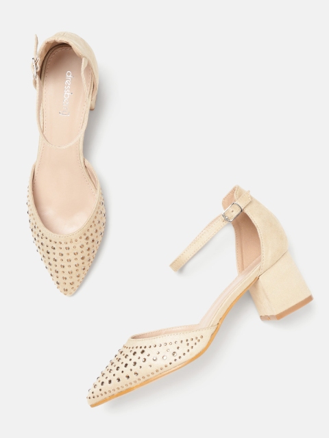 

DressBerry Women Beige Embellished Pumps