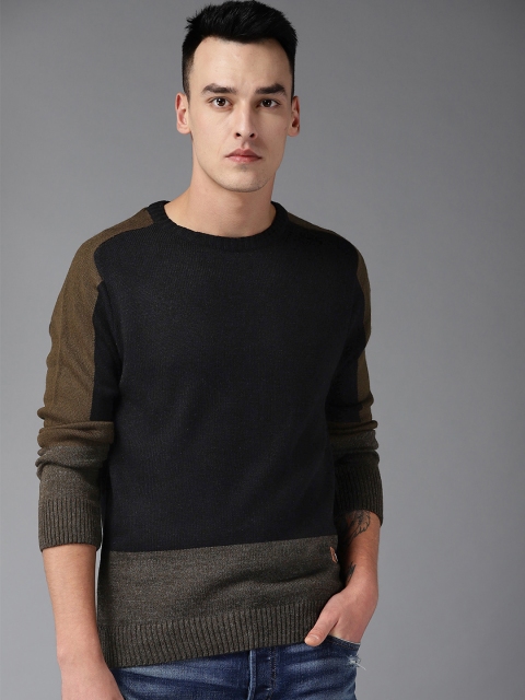 

Roadster Men Black & Charcoal Grey Colourblocked Acrylic Sweater