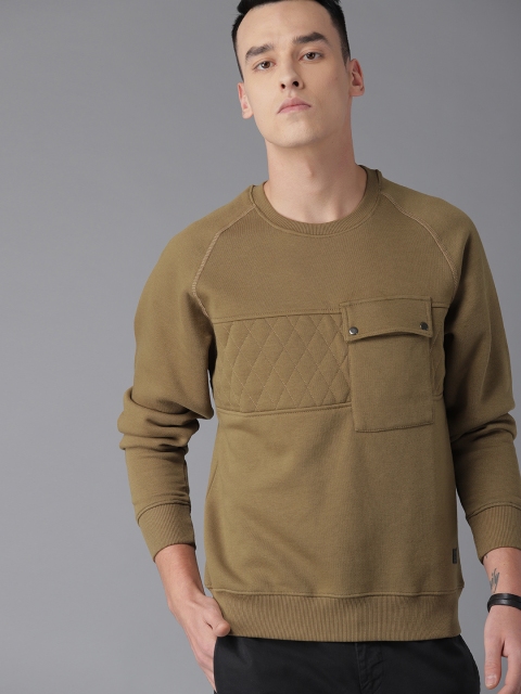 

Roadster Men Brown Solid Sweatshirt
