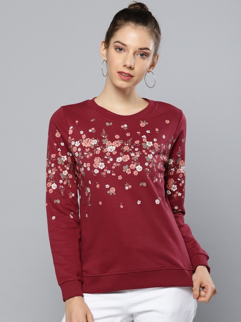 

Chemistry Women Maroon Printed Sweatshirt