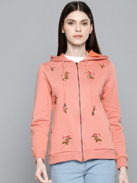 

Chemistry Women Rose Embroidered Hooded Sweatshirt