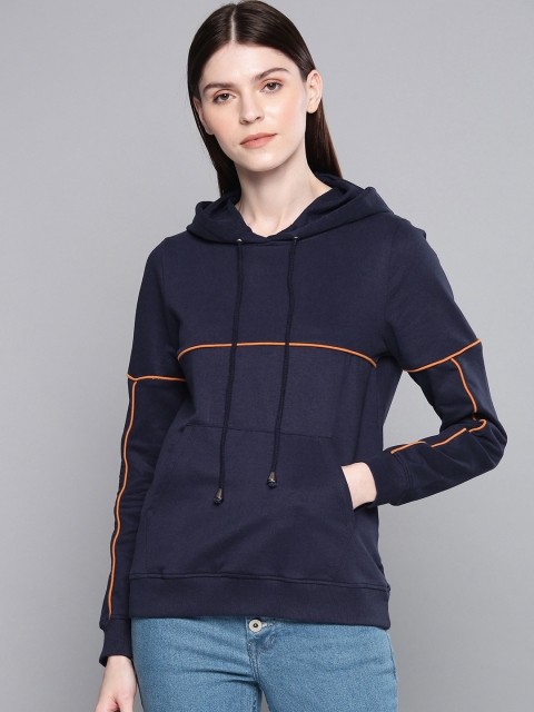 

Chemistry Women Navy Blue Solid Hooded Pullover Sweatshirt