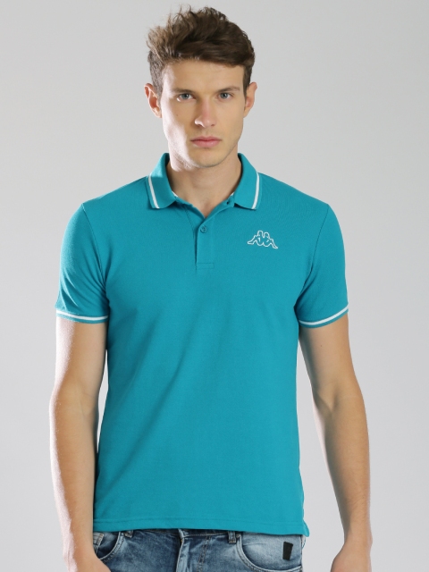 

Kappa Men Turquoise Blue Solid Polo T-shirt