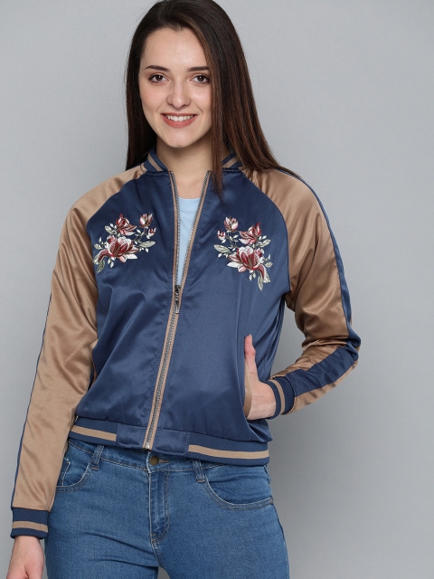 

Mast & Harbour Women Navy Blue Self Design Jacket