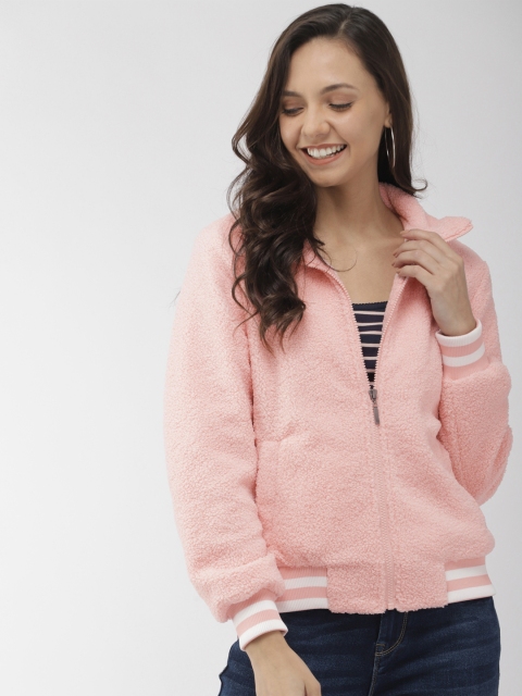 

Mast & Harbour Women Pink Solid Lightweight Bomber Jacket