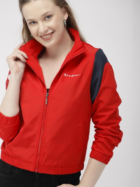 

Mast & Harbour Women Red Solid Jacket