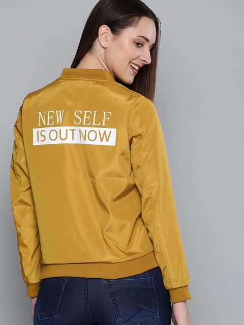 

Mast & Harbour Women Mustard Yellow Printed Jacket