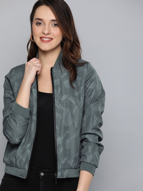 

Mast & Harbour Women Grey Printed Bomber