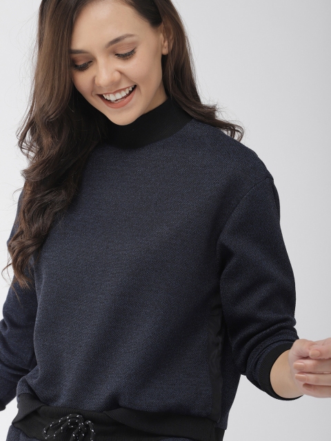 

Mast & Harbour Women Blue Self Design Sweatshirt