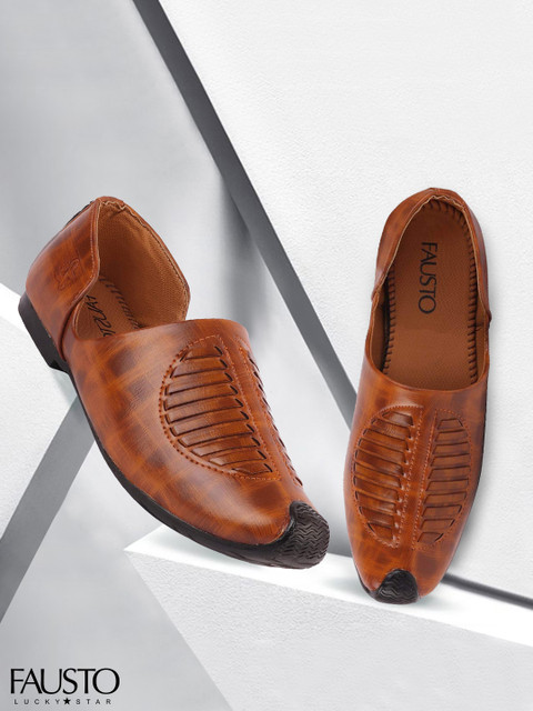 

FAUSTO Men Tan Textured Mojaris