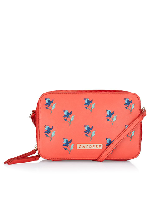 

Caprese Peach-Coloured Printed Clutch
