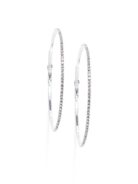 

DressBerry Silver-Toned Stone-Studded Circular Hoop Earrings