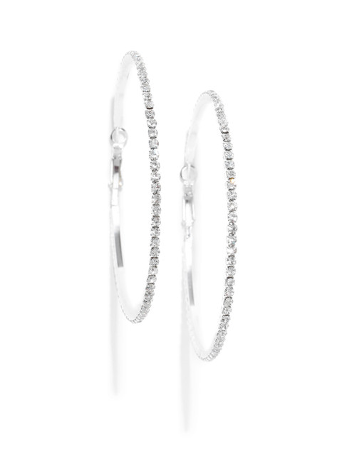 

DressBerry Silver-Toned Stone-Studded Circular Hoop Earrings