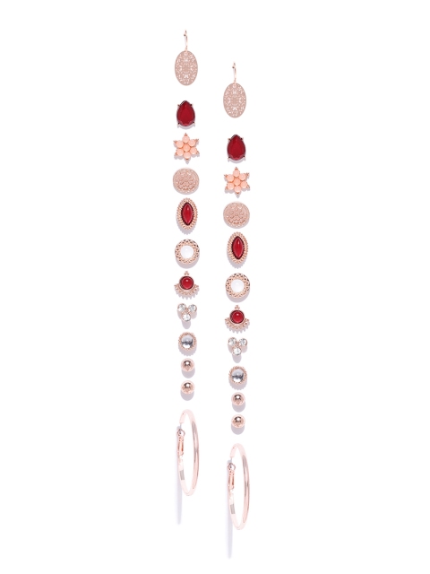 

DressBerry Set of 12 Earrings, Rose gold