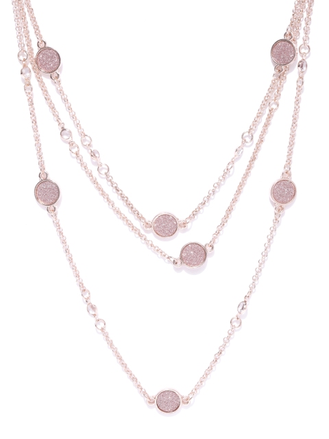 

DressBerry Pink & Rose Gold-Toned Shimmer Layered Necklace