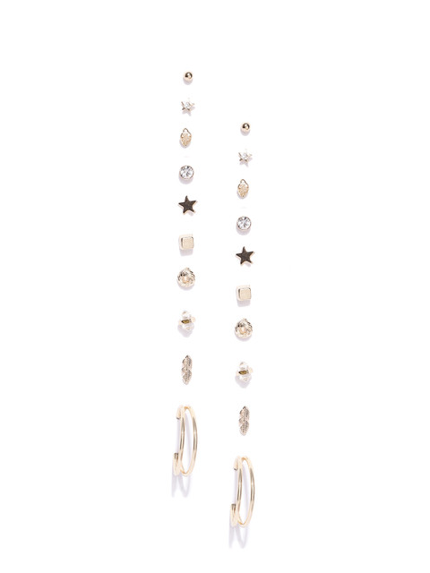 

DressBerry Women Set of 10 Gold-Plated Contemporary Earrings