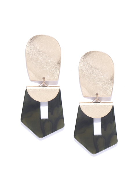 

DressBerry Black & Gold-Toned Contemporary Drop Earrings