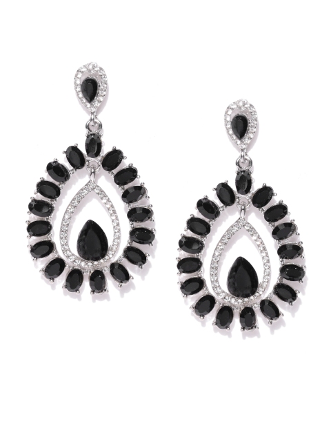 

DressBerry Black Stone-Studded Teardrop Shaped Drop Earrings