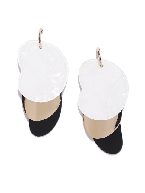 

DressBerry White & Gold-Toned Colourblocked Contemporary Drop Earrings