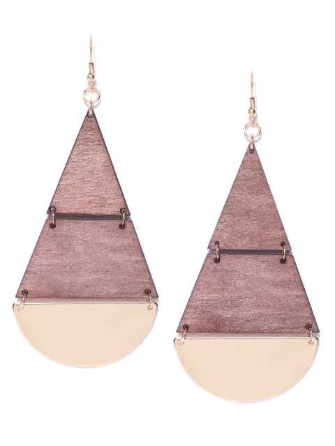 

DressBerry Brown & Gold-Toned Geometric Drop Earrings