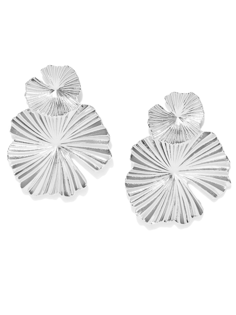 

DressBerry Silver-Plated Textured Drop Earrings
