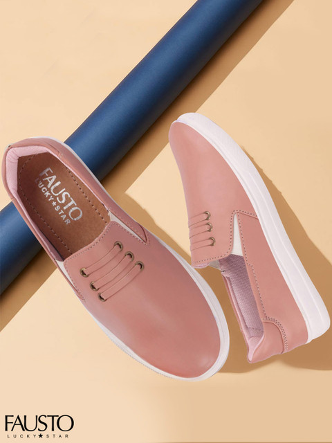 

FAUSTO Women Pink Solid Slip-On Sneakers