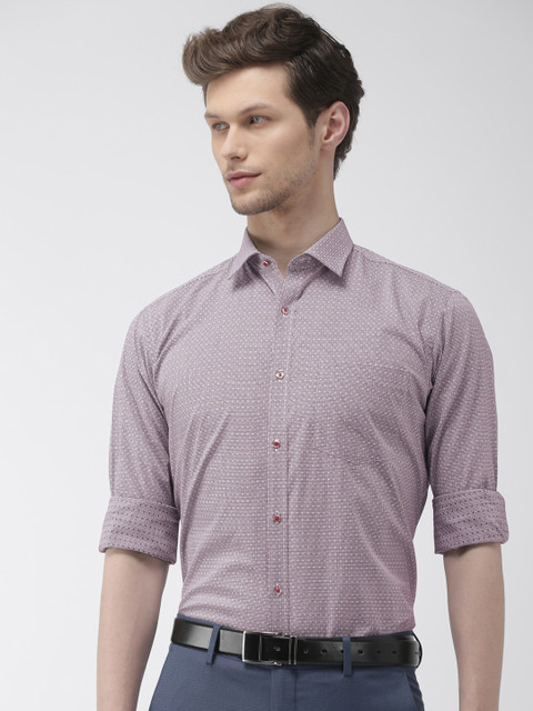 

Park Avenue Men Maroon & White Slim Fit Self Design Formal Shirt
