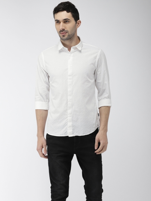 

Flying Machine Men White Slim Fit Printed Casual Shirt