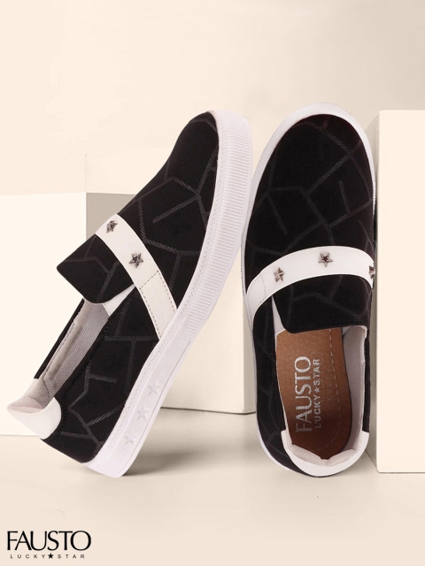 

FAUSTO Women Black Slip-On Sneakers