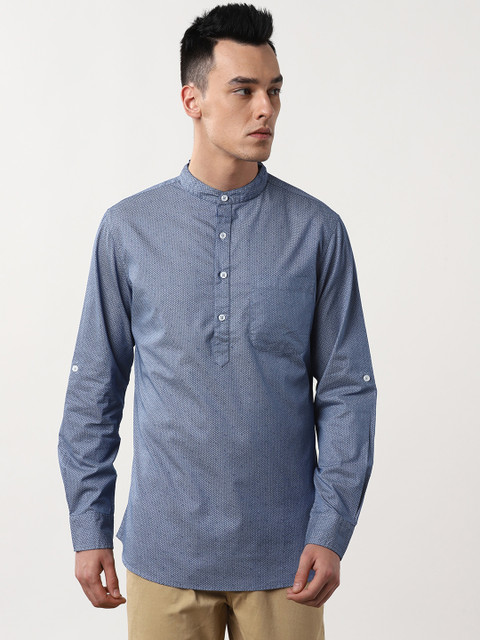 

Sangria Men Blue & Off-White Slim Fit Printed Casual Shirt