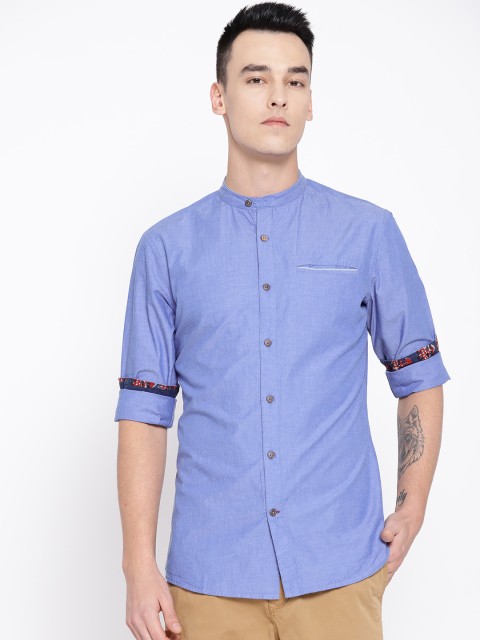 

Sangria Men Blue Slim Fit Solid Casual Shirt