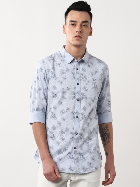 

Sangria Men Blue Slim Fit Printed Casual Shirt